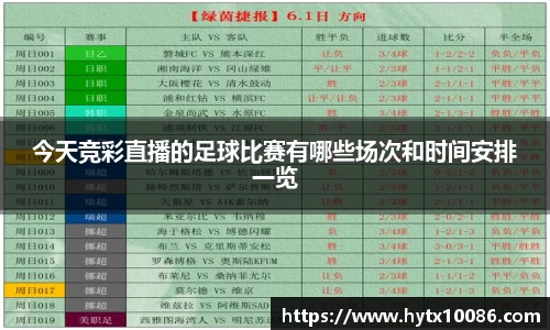 今天竞彩直播的足球比赛有哪些场次和时间安排一览